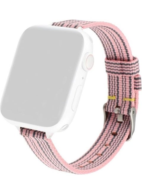 Woven Canvas Nylon Wrist Strap Watch Band For Apple Watch Series 1/2/3/4/5/6/7/SE 38-40-41mm Pink/Black