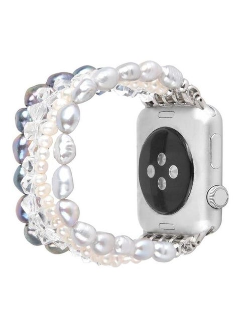 Replacement Watchband for Apple Watch Series 5/4/3/2/1 42/44mm Pearl/White Crystal
