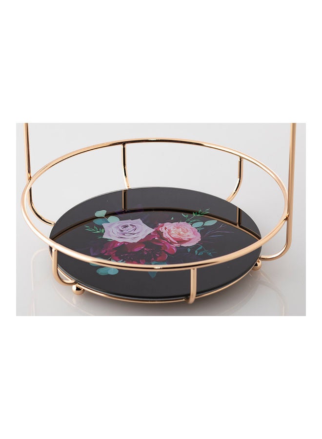 دانيا طبق تقديم مع حامل للحلويات بطابقين أسود/ذهبي 25 x 25 x 47سم - Image 2