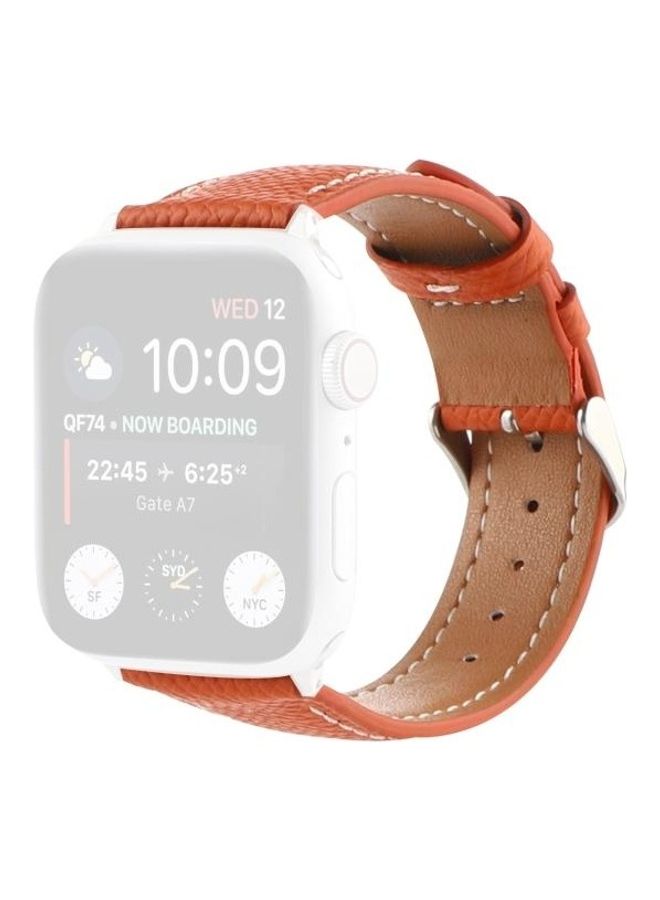 هوها سوار بديل من الجلد بتصميم نسيج متقاطع صغير لساعة أبل سيريس 7/6/SE/5/4/3/2/1 مقاس 41/40/38 مم برتقالي - Image 1