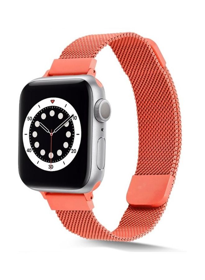 HuHa - Small Waist Dual Section Milan Replacement Watchband For Apple Watch Series 7/6/SE/5/4/3/2/1 41/40/38mm Orange - Image 1