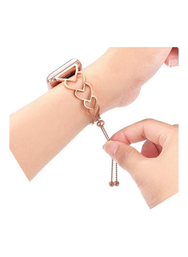 HuHa Heart Metal Replacement Strap Watchband For Apple Watch Series 7/6/SE/5/4/3/2/1 42/44/45mm Rose Gold - Image 5