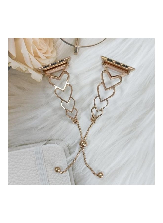 HuHa Heart Metal Replacement Strap Watchband For Apple Watch Series 7/6/SE/5/4/3/2/1 42/44/45mm Rose Gold - Image 2