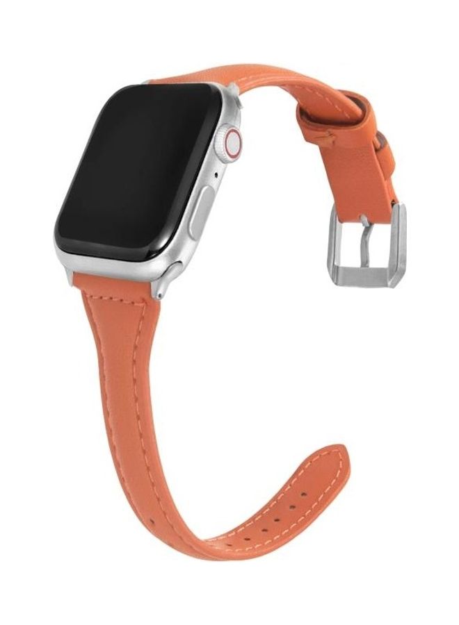 HuHa Universal T-Shaped Thin Leather Strap For Apple Watch Series 1/2/3/4/5/6/7/SE 38-40-41mm Light Brown - Image 3