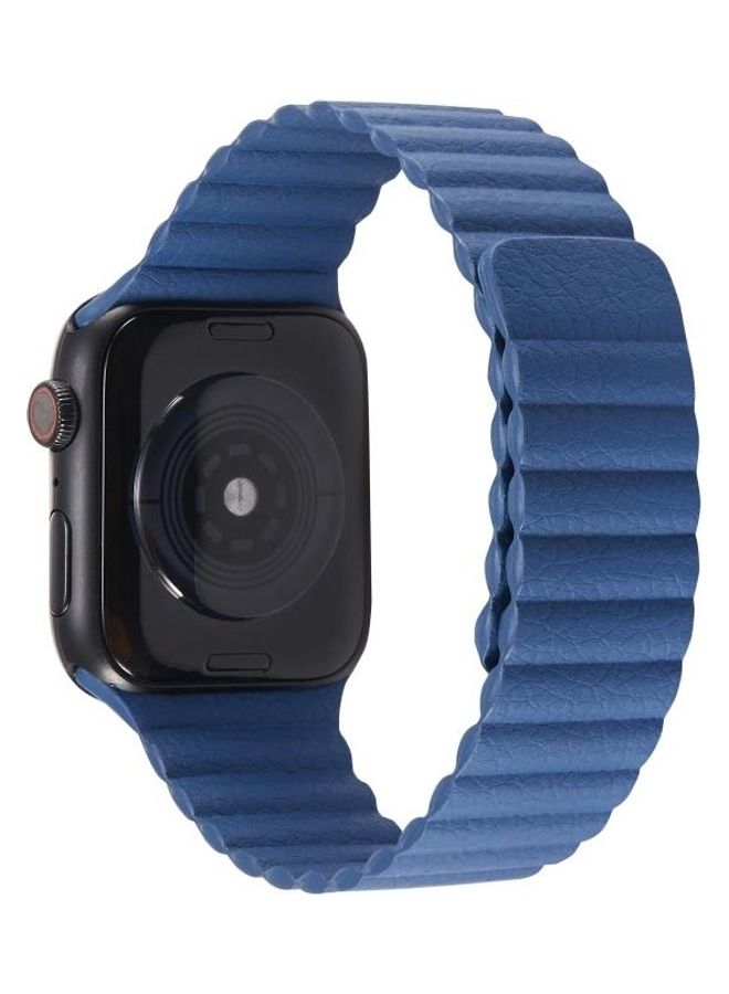 HuHa - Two Loop Magnetic Replacement Strap Watchband For Apple Watch Series 1/2/3/4/5/6/7/SE 38-40-41mm Midnight Blue - Image 1