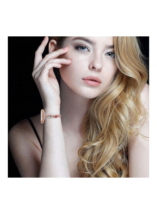 HuHa Large Square Diamond Metal Replacement Strap Watchband For Apple Watch Series 7/6/SE/5/4/3/2/1 38/40/41mm Silver - Image 4