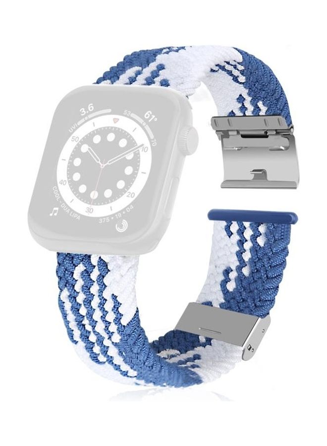 HuHa Ethnic Replacement Watchband for Apple Watch Series 1/2/3/4/5/6/7/SE 38/40/41mm Vertical Blue/White  - Image 1