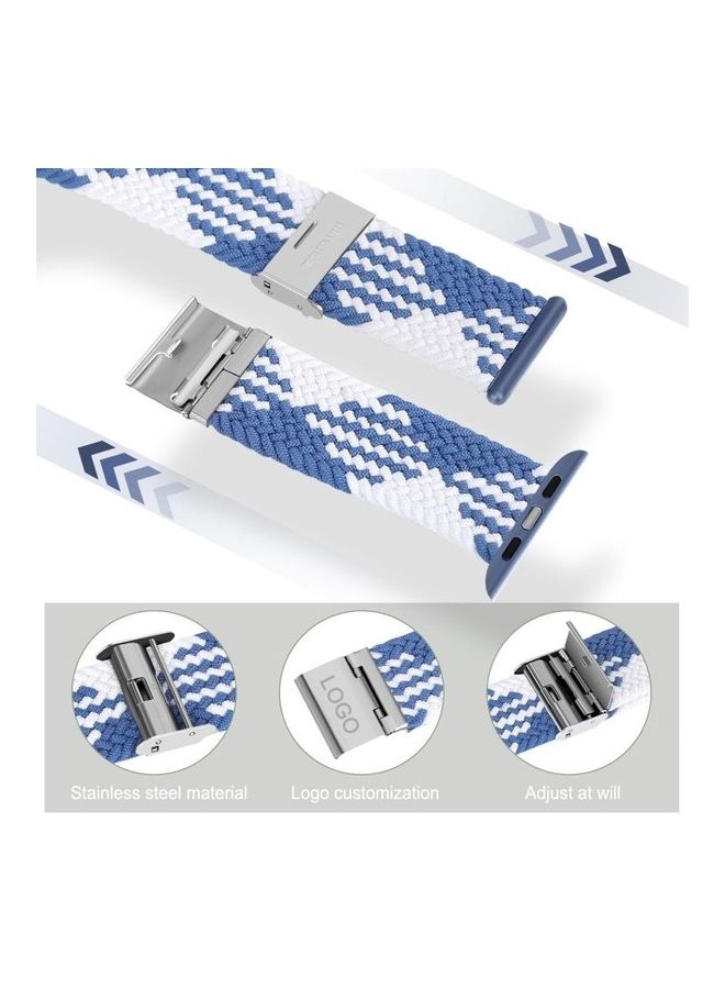 HuHa Ethnic Replacement Watchband for Apple Watch Series 1/2/3/4/5/6/7/SE 38/40/41mm Vertical Blue/White  - Image 2