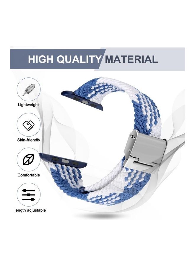 HuHa Ethnic Replacement Watchband for Apple Watch Series 1/2/3/4/5/6/7/SE 38/40/41mm Vertical Blue/White  - Image 5