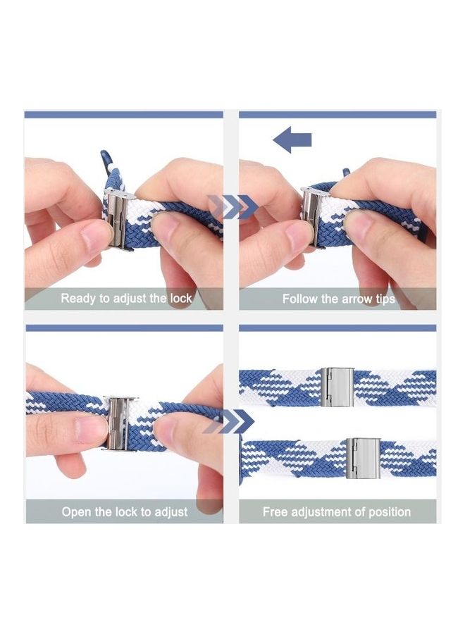 HuHa Ethnic Replacement Watchband for Apple Watch Series 1/2/3/4/5/6/7/SE 38/40/41mm Vertical Blue/White  - Image 3
