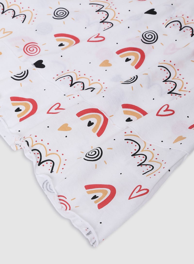 RAHA Trendy Girls Casual All Over Print Dress White  - Image 4