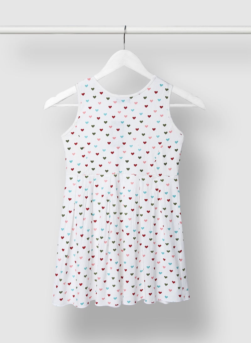 RAHA - Girls Trendy Cotton All Over Print Dress Red - Image 1