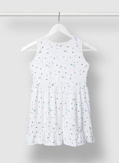 RAHA Girls All Over Print Trendy Dress White / Green  - Image 2