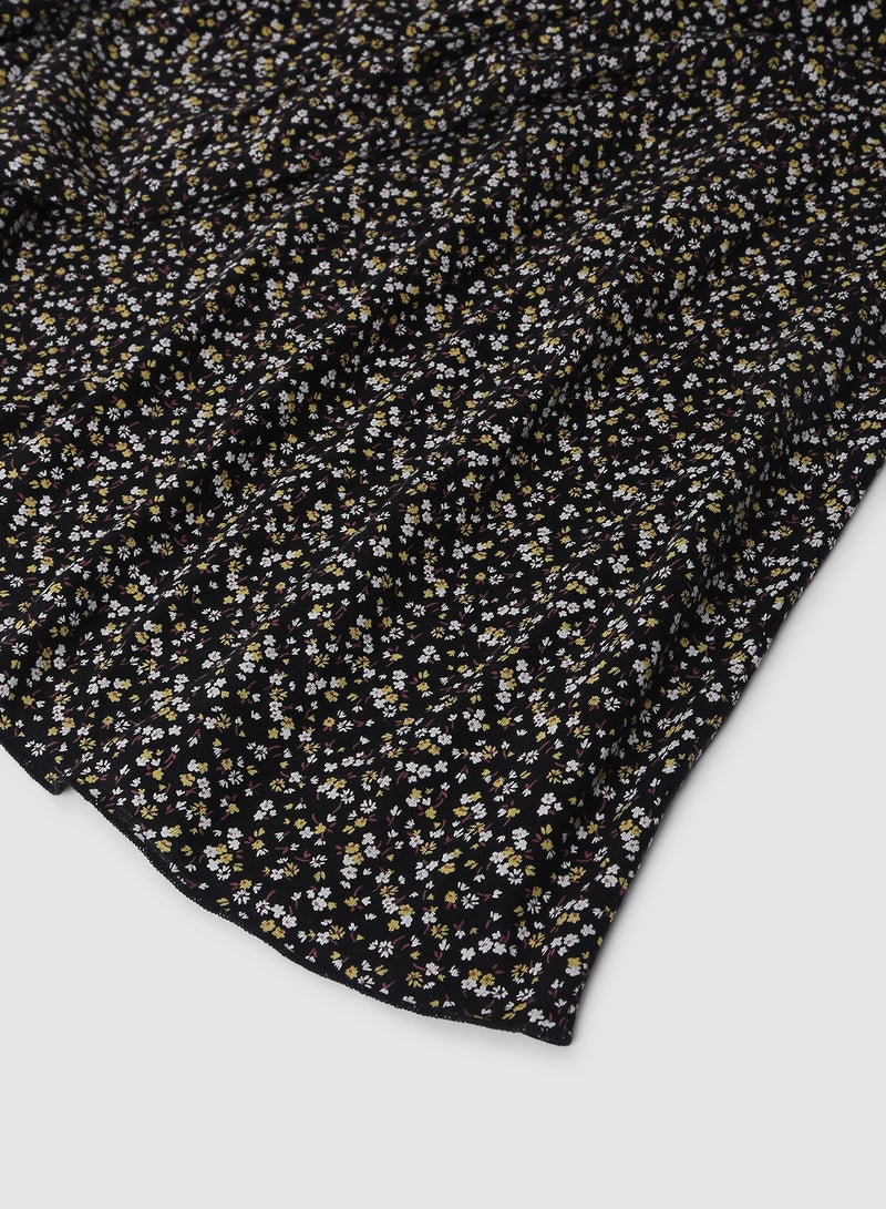RAHA Girls All Over Print Casual Cotton Dress Black / White  - Image 4