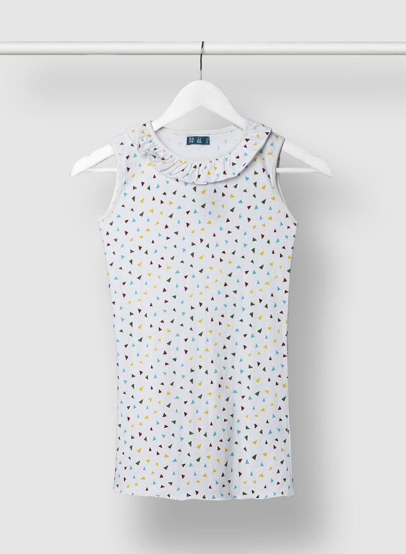 RAHA - Girls All Over Print Casual Dress Light Blue - Image 1