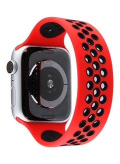 Elastic Silicone Watchband For Apple Watch Series 1/2/3/4/5/6/7/SE 42-44-45mm Red/Black