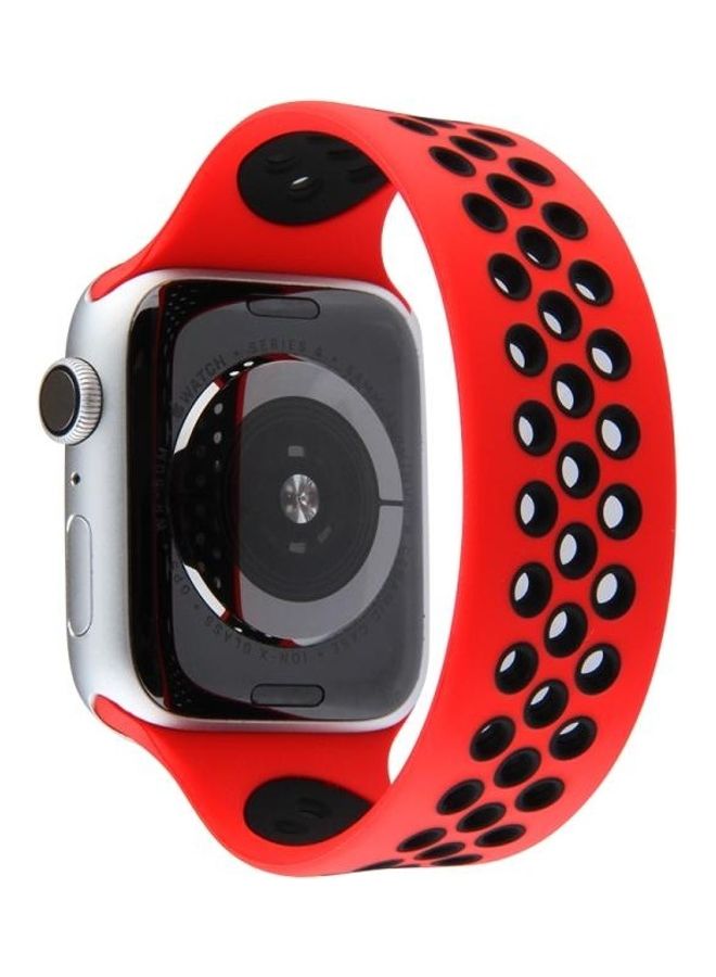 HuHa - Elastic Silicone Watchband For Apple Watch Series 1/2/3/4/5/6/7/SE 42-44-45mm Red/Black - Image 1