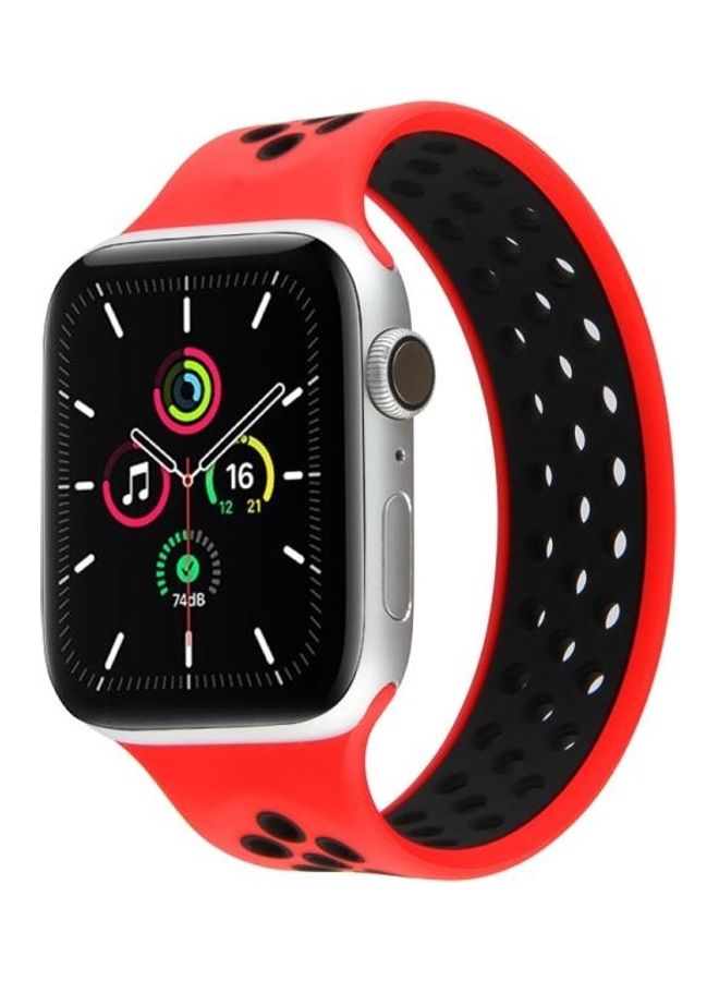 HuHa - Elastic Silicone Watchband For Apple Watch Series 1/2/3/4/5/6/7/SE 42-44-45mm Red/Black - Image 1