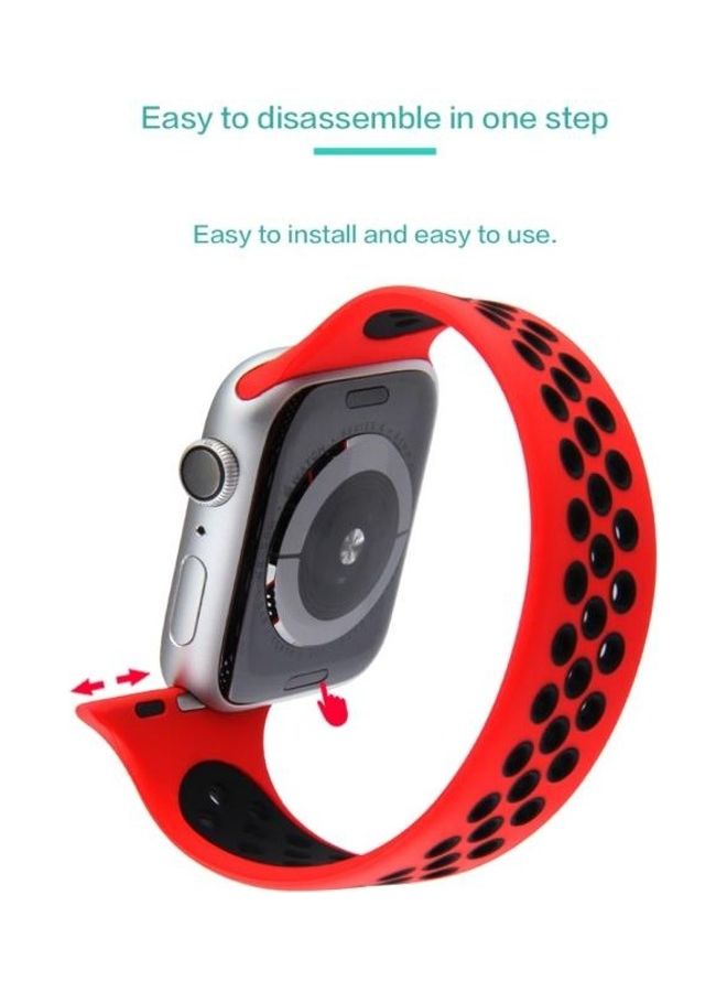 HuHa - Elastic Silicone Watchband For Apple Watch Series 1/2/3/4/5/6/7/SE 42-44-45mm Red/Black - Image 1