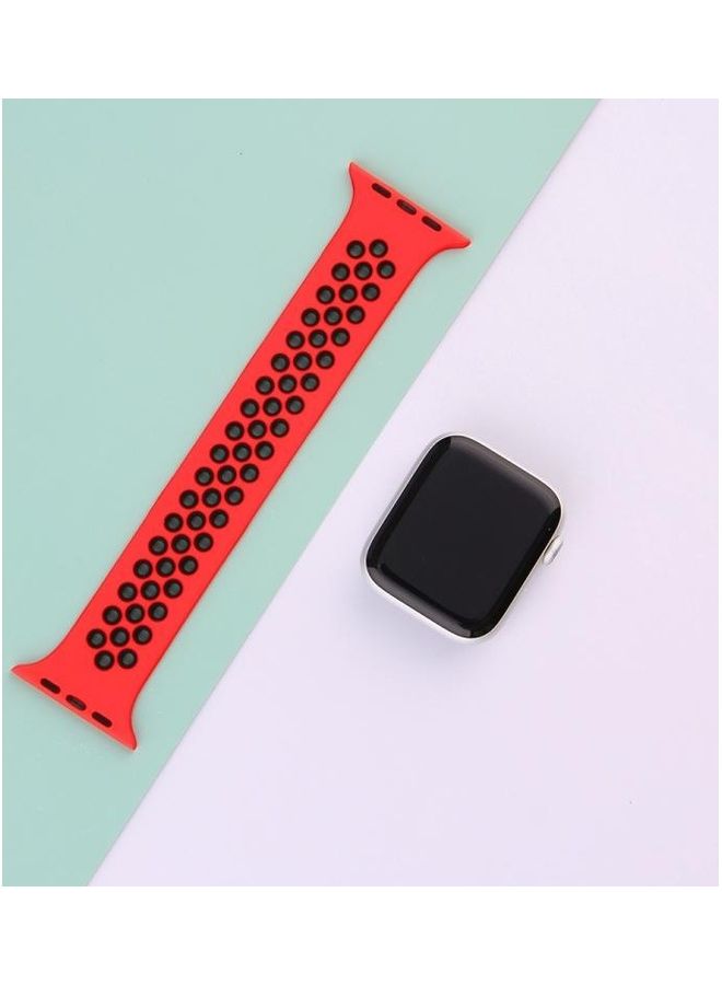 HuHa - Elastic Silicone Watchband For Apple Watch Series 1/2/3/4/5/6/7/SE 42-44-45mm Red/Black - Image 1