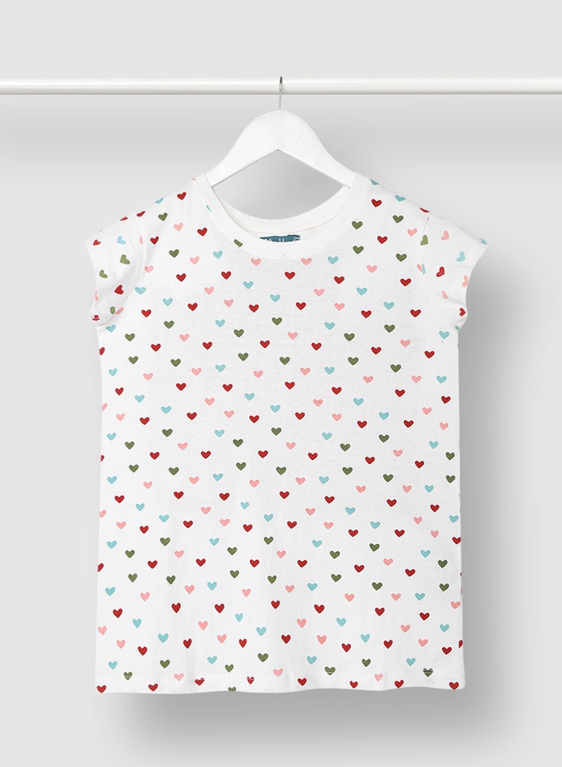 RAHA - Girls Printed Beautiful T-Shirt Red - Image 1