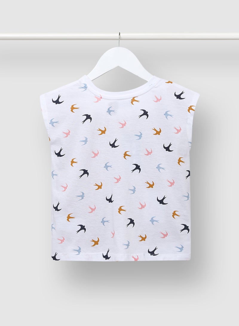 RAHA - Girls Cool Printed Long lasting T-Shirt White - Image 1
