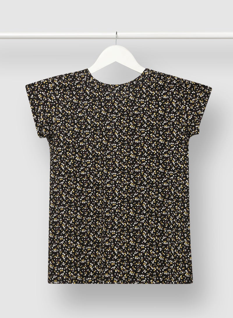 RAHA Girls Beautiful Casual Cotton Printed T-Shirt Golden - Image 2