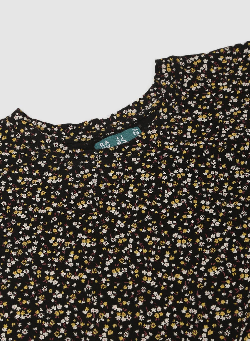 RAHA Girls Beautiful Casual Cotton Printed T-Shirt Golden - Image 3