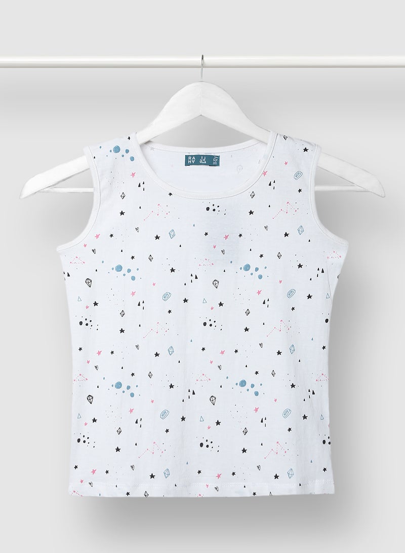 RAHA Long lasting Stylish Boys Printed T-Shirt White  - Image 1