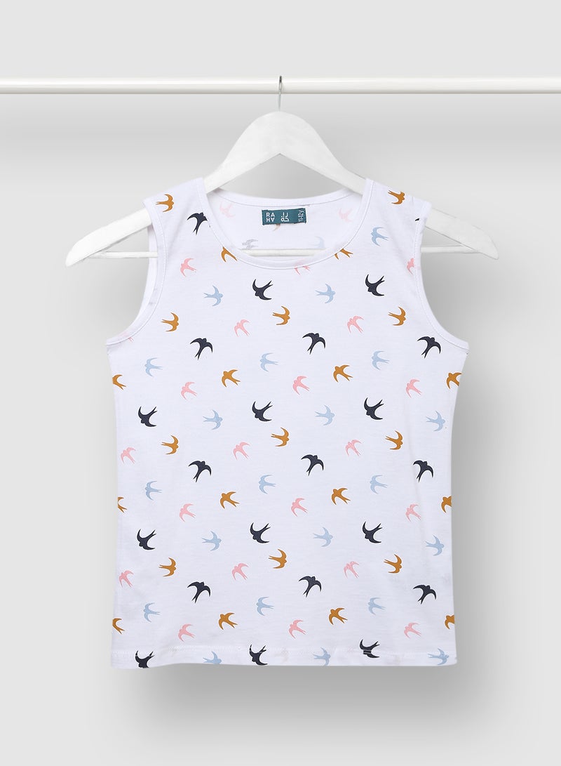 RAHA - Boys Sleeveless Trendy Printed T-Shirt Black - Image 1