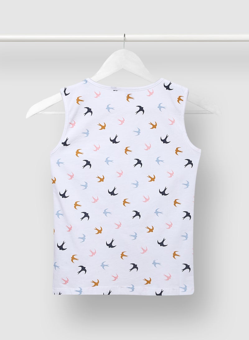 RAHA - Boys Sleeveless Trendy Printed T-Shirt Black - Image 1