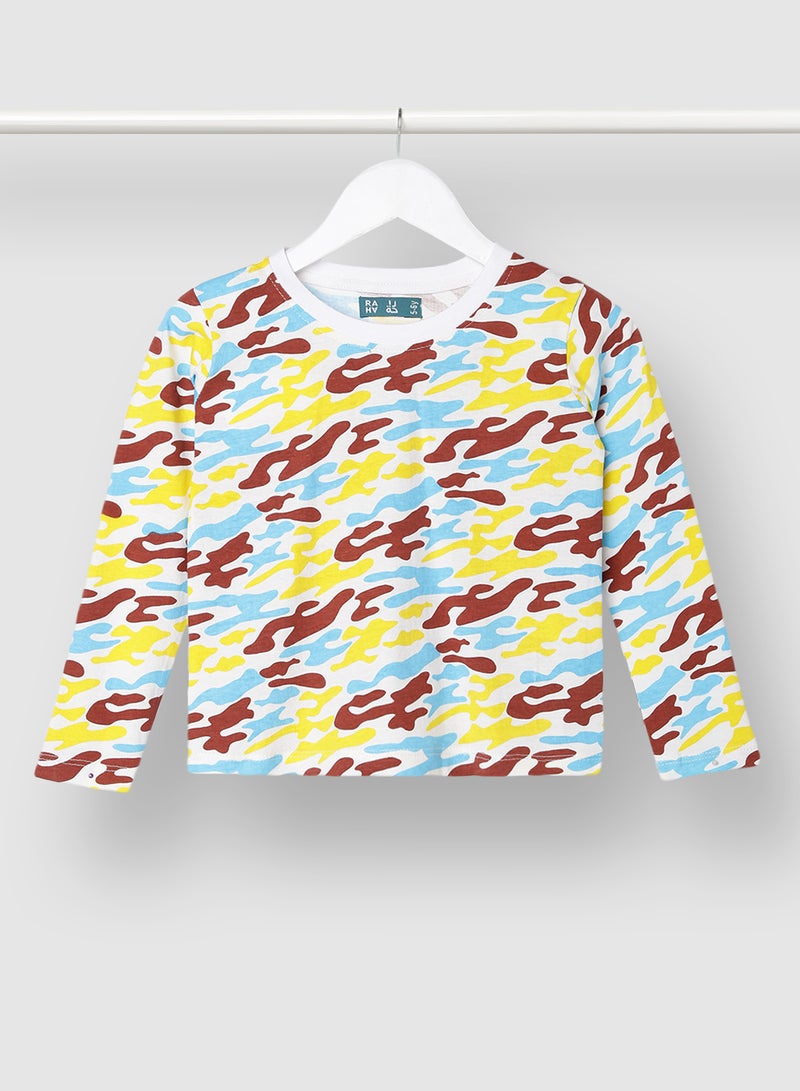 RAHA Boys Printed Stylish Long lasting T-Shirt Yellow  - Image 1
