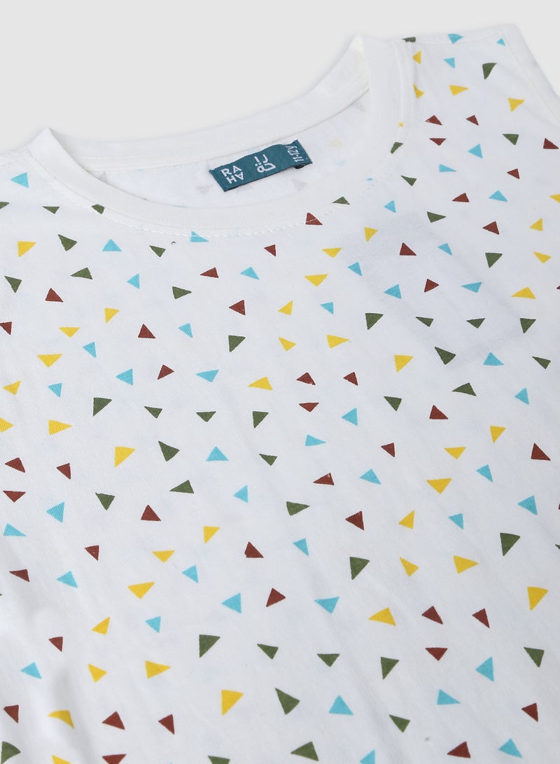 RAHA Boys Sleeveless Trendy Printed T-Shirt White / yellow  - Image 3