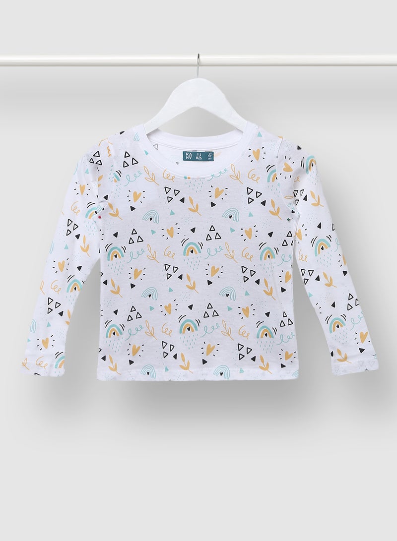 RAHA - Boys Printed Trendy Long lasting T-Shirt White - Image 1