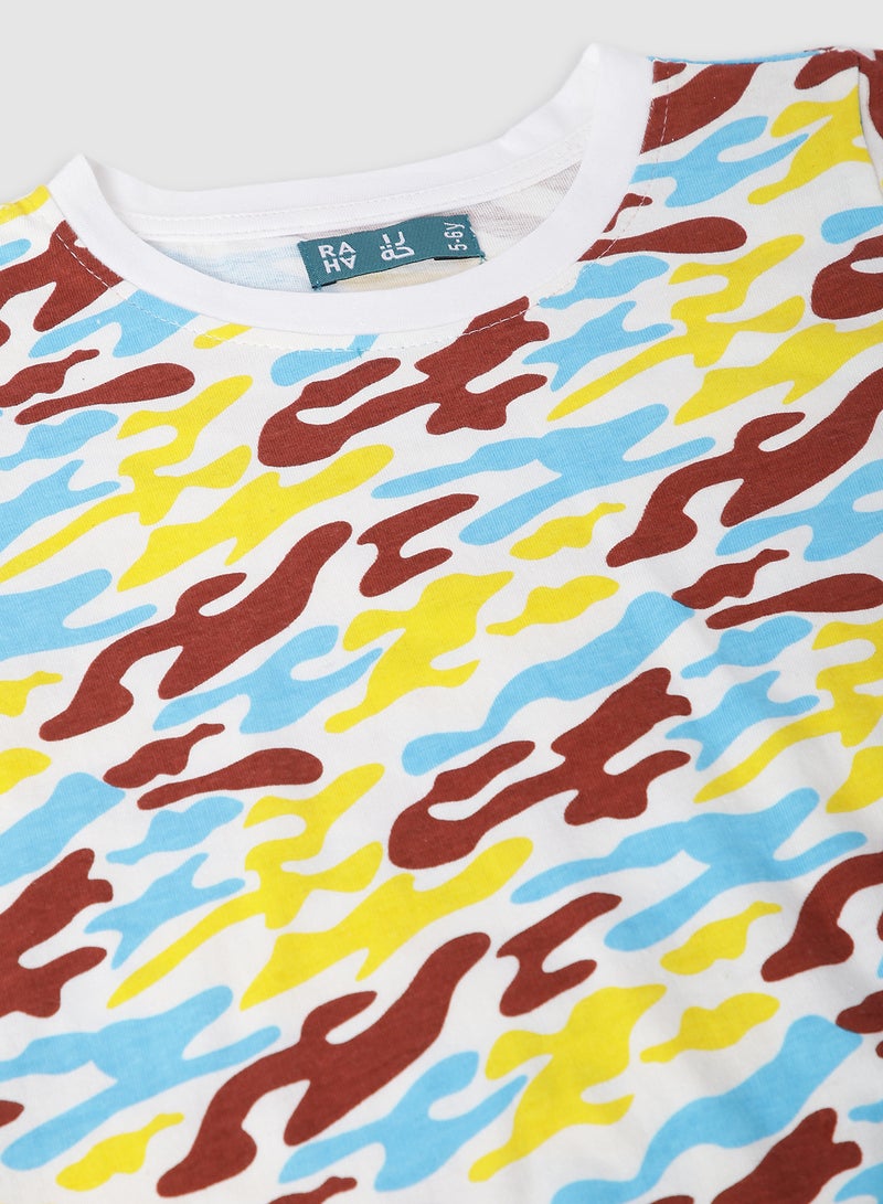 RAHA Boys Printed Stylish Long lasting T-Shirt Yellow  - Image 3