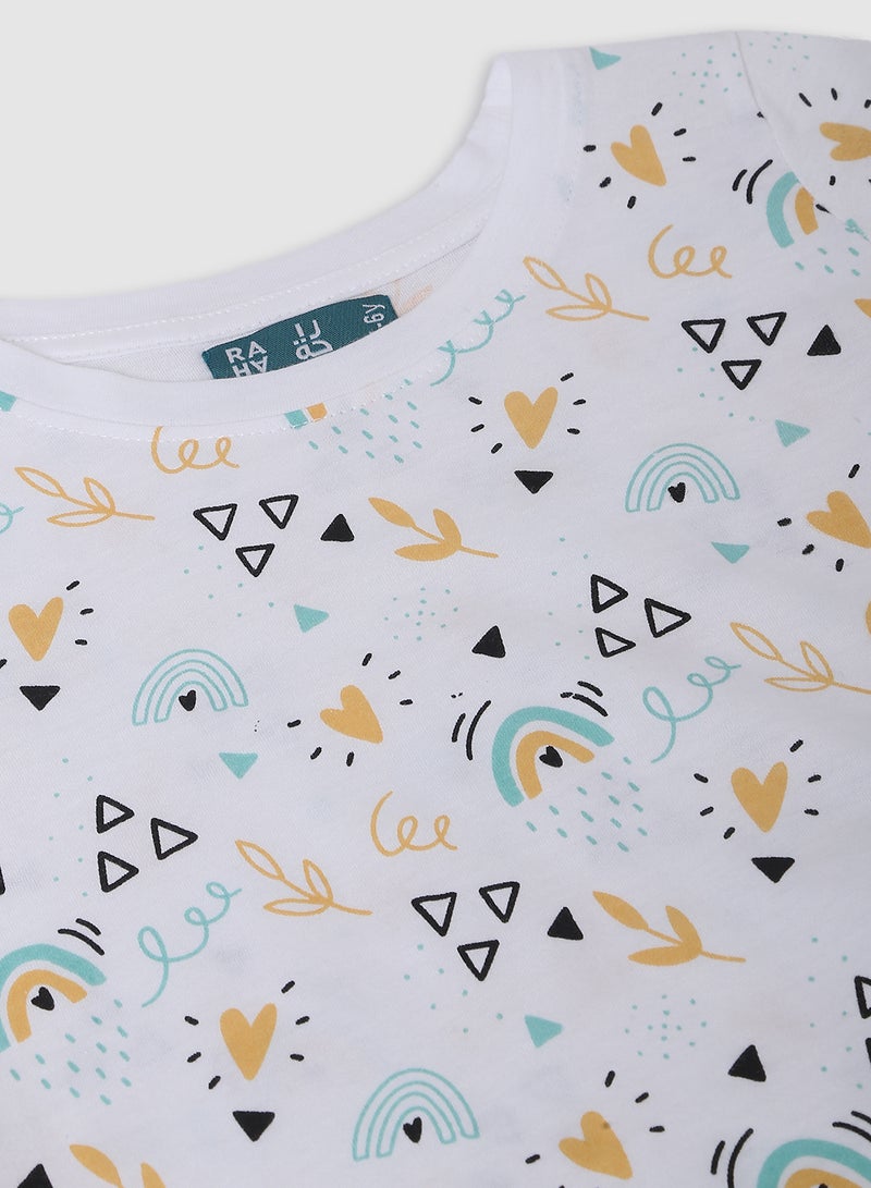 RAHA - Boys Printed Trendy Long lasting T-Shirt White - Image 1