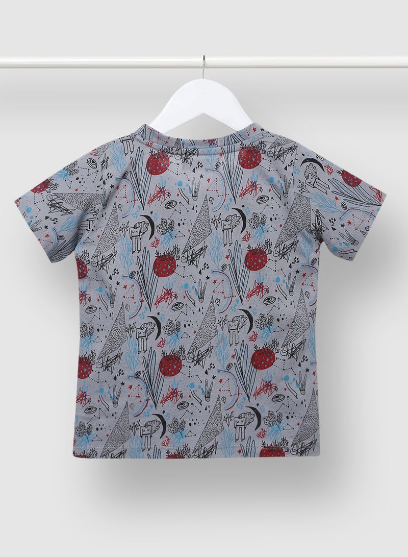 RAHA Boys Printed Comfortable Groovy T-Shirt Grey  - Image 2