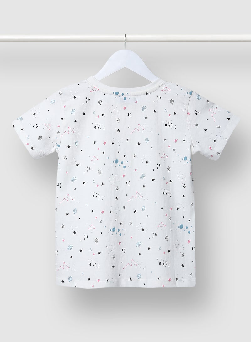RAHA Boys Comfortable Printed Cotton T-Shirt White  - Image 2