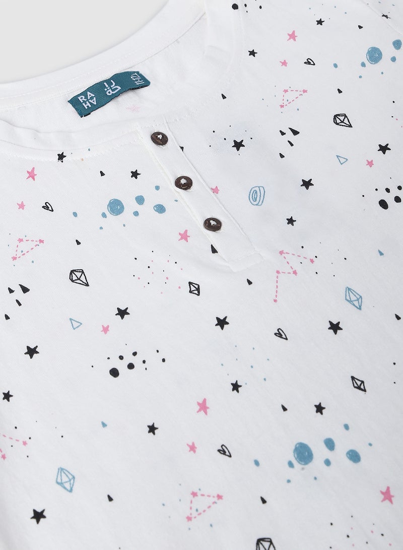RAHA Boys Comfortable Printed Cotton T-Shirt White  - Image 3