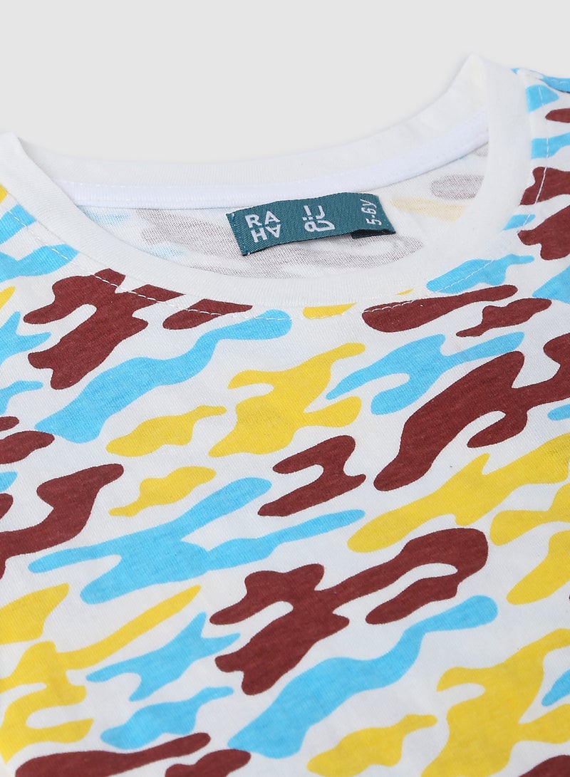 RAHA - Trendy Boys Stylish Printed T-Shirt Brown - Image 1
