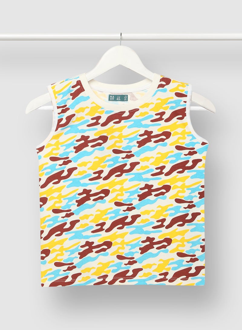 RAHA - Boys Casual Trendy Printed T-Shirt Brown - Image 1