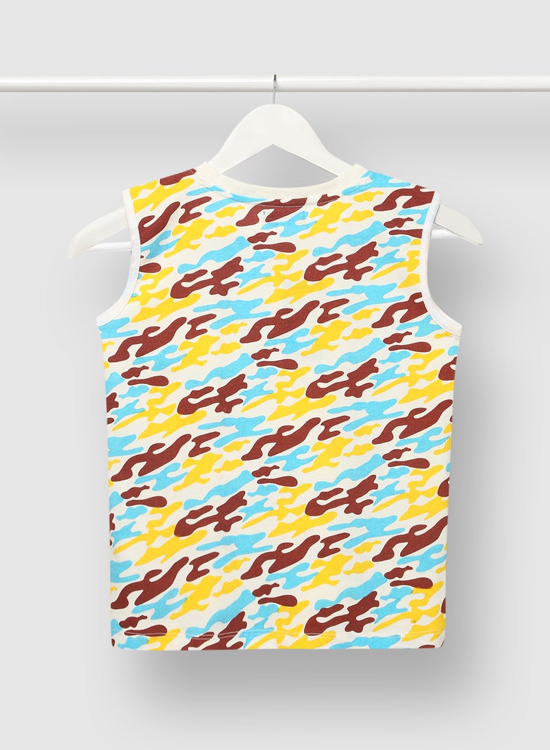 RAHA - Boys Casual Trendy Printed T-Shirt Brown - Image 1