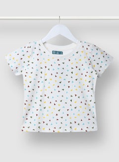 RAHA Boys Trendy Cotton Stylish Printed T-Shirt White / Yellow  - Image 1