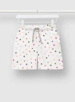 RAHA Boys Printed Cotton Shorts White/Dark Green/Red  - Image 1