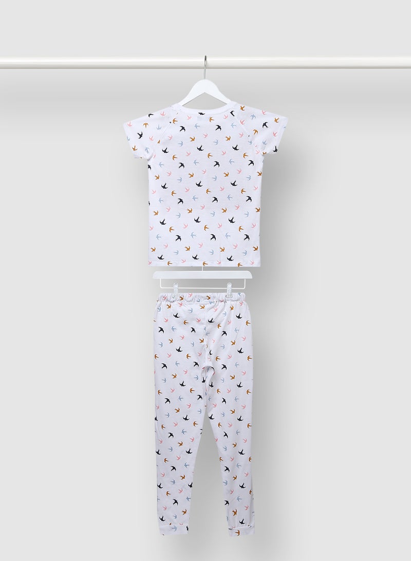RAHA Trendy Boys Comfortable Printed T-Shirt And Jogger Set White / Yellow  - Image 2