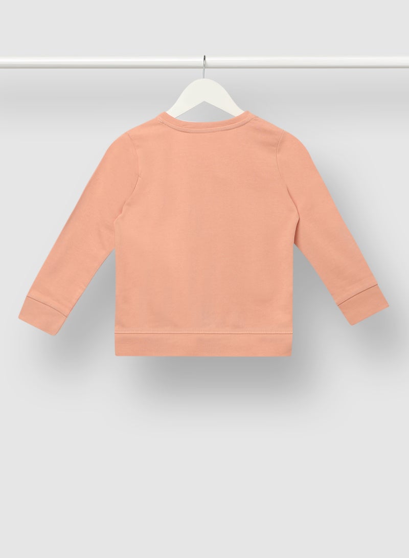 Aila - Girls Graphic Printed Cotton Crew Neck Sweatshirt Pink - Image 1