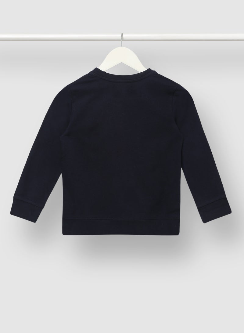 Aila - Girls Graphic Printed Crew Neck Sweatshirt Navy Blue - Image 1