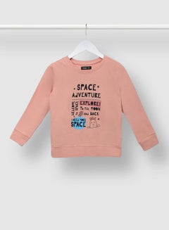 QUWA Graphic Printed Crew Neck Sweatshirt Pink/Black/Blue  - Image 1