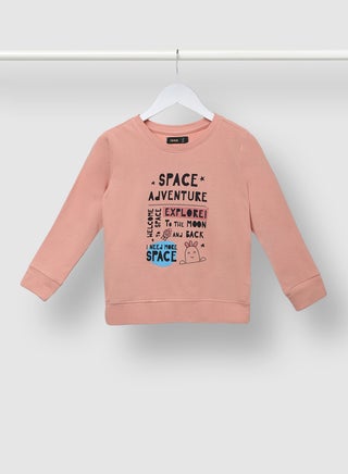 Graphic Printed Crew Neck Sweatshirt Pink/Black/Blue - v1634562993/N48660473V_1