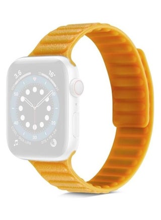 Litchi Texture Silicone Loopback Watchband For Apple Watch Series 7/6/SE/5/4/3/2/1 38/40/41mm Yellow - v1634563575/N51422664A_1